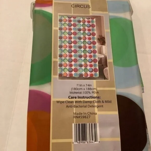 PEVA Circus Shower Curtain/ Shower Liner - Picture 3 of 3